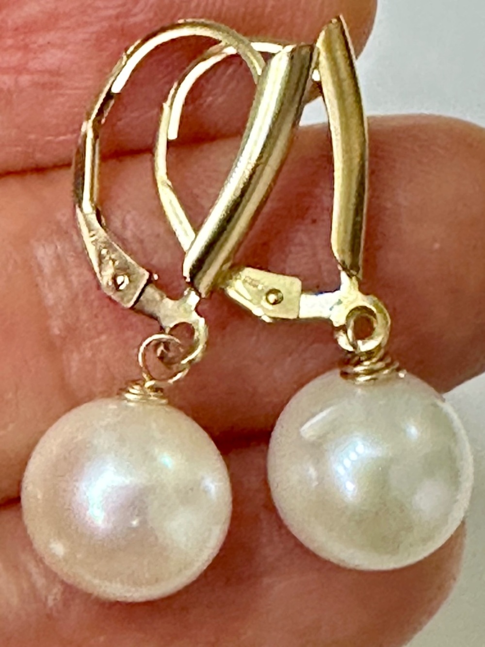 White Freshwater Cultured Pearl Earrings -High Quality 14K Gold Filled Leverback